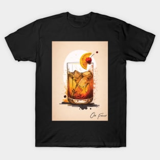 Vintage Vibes: The Old Fashioned Cocktail in Rustic Sketch T-Shirt